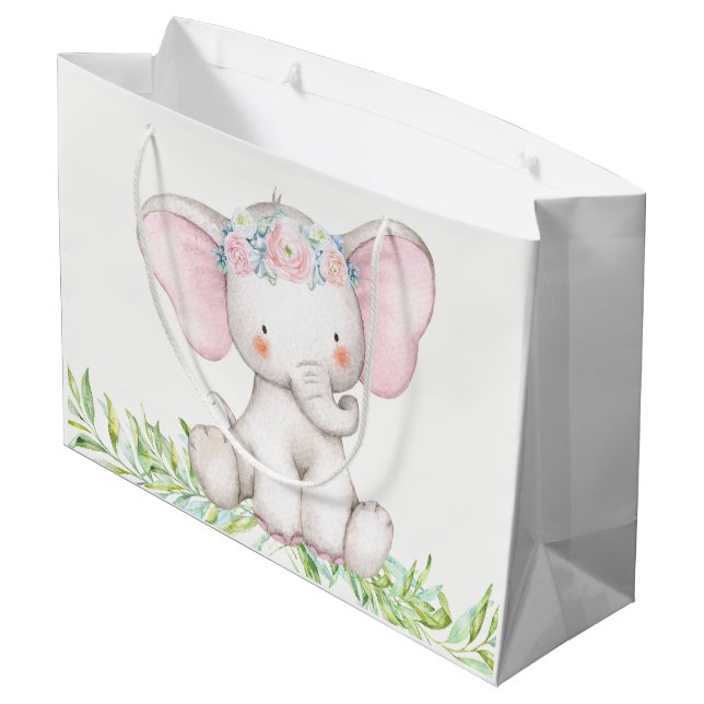Grand Sac Cadeau Bébé mignonne Baby shower éléphant (Dos Angle)