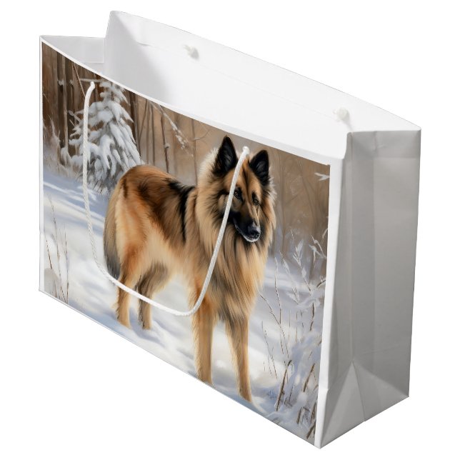 Grand Sac Cadeau Belge Tervuren Laissons neiger Noël (Devant Angle)