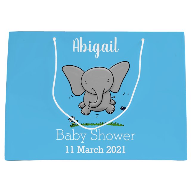 Grand Sac Cadeau Belle adorable dessin d'éléphant bébé (Devant)