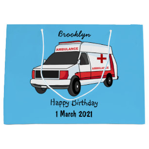 Grand Sac Cadeau Belle ambulance rouge caricature van