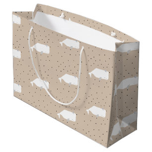Grand Sac Cadeau Belle baleine blanche Beige neutre