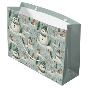 Grand Sac Cadeau Belle Fête Du Snowman Et Du Cerf