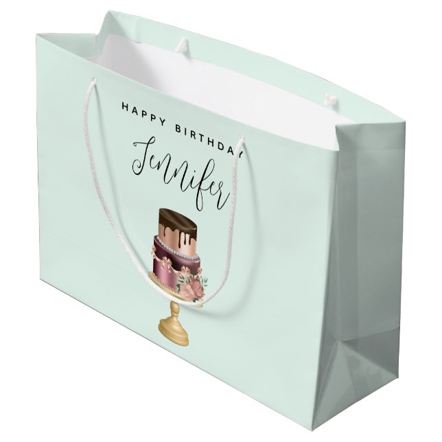 Grand Sac Cadeau Belle Glam Party Shiny Gâteau Anniversaire (Dos Angle)