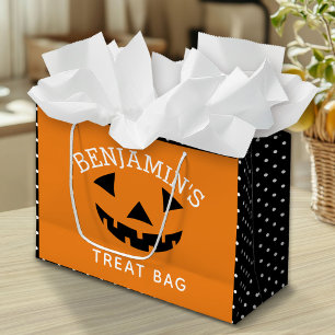 Grand Sac Cadeau Belle Halloween Citrouille de dessin ou de traitem