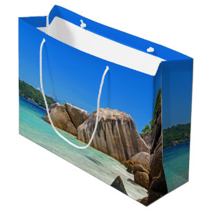 Grand Sac Cadeau Belle Mer Tropicale avec Côte Rocheuse Couverte