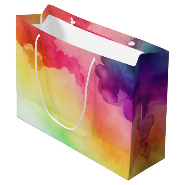 Grand Sac Cadeau Belles couleurs arc-en-ciel Design abstrait (Devant Angle)