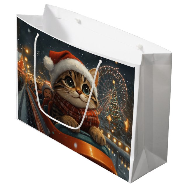 Grand Sac Cadeau Bengale Roller Dessous de verre Noël (Devant Angle)