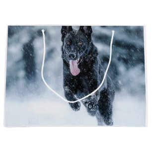 Grand Sac Cadeau Berger allemand noir dans la couverture de duvet d