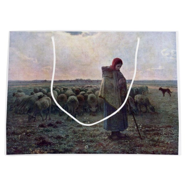 Grand Sac Cadeau Bergère avec son troupeau, Jean-François Millet (Devant)