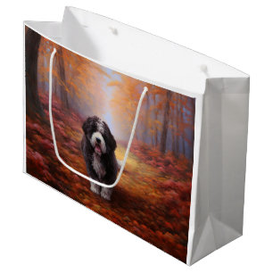 Grand Sac Cadeau Bernedoodle en automne Leaves automne Inspire