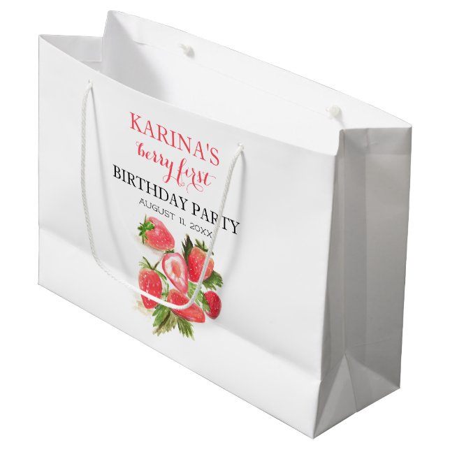 Grand Sac Cadeau Berry 1er Anniversaire Fraise fraise été (Devant Angle)
