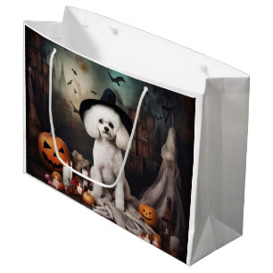 Grand Sac Cadeau Bichon Frise Citrouilles Halloween effrayant