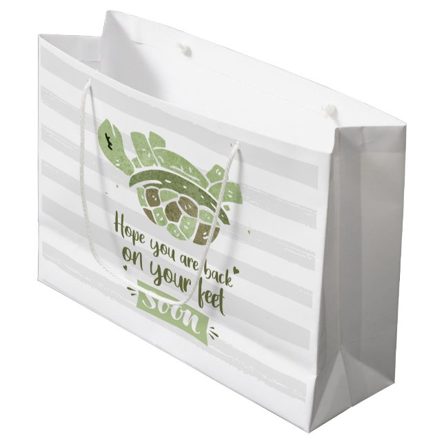 Grand Sac Cadeau Bien Se Bien Bientôt Cute Tortoise Souhaits Infirm (Devant Angle)