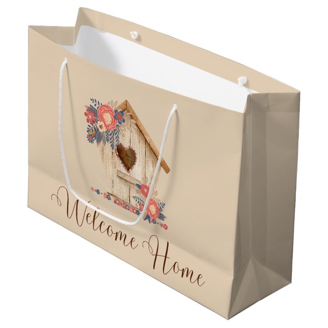 Grand Sac Cadeau Bienvenue Accueil Realtor Félicitations (Devant Angle)