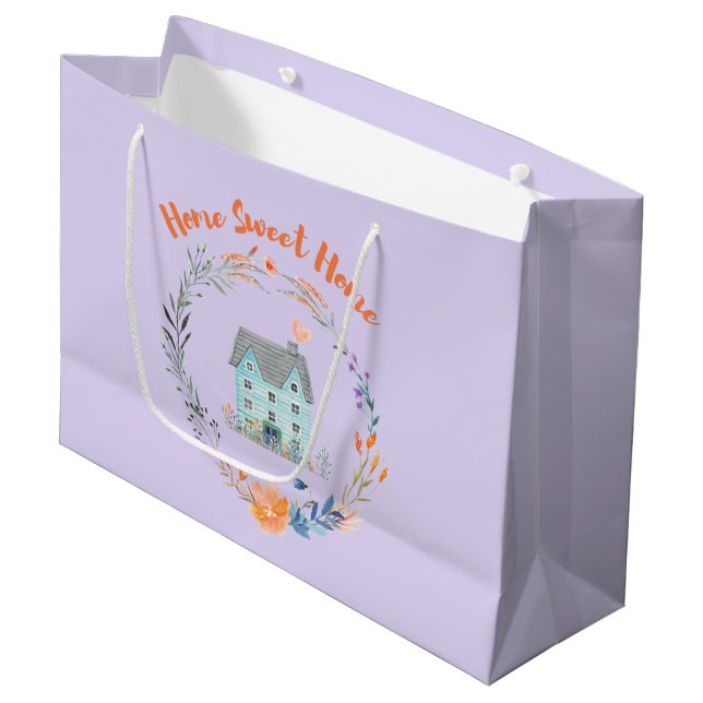 Grand Sac Cadeau Bienvenue Nouveau Home Sweet Home Nom commercial p (Devant Angle)