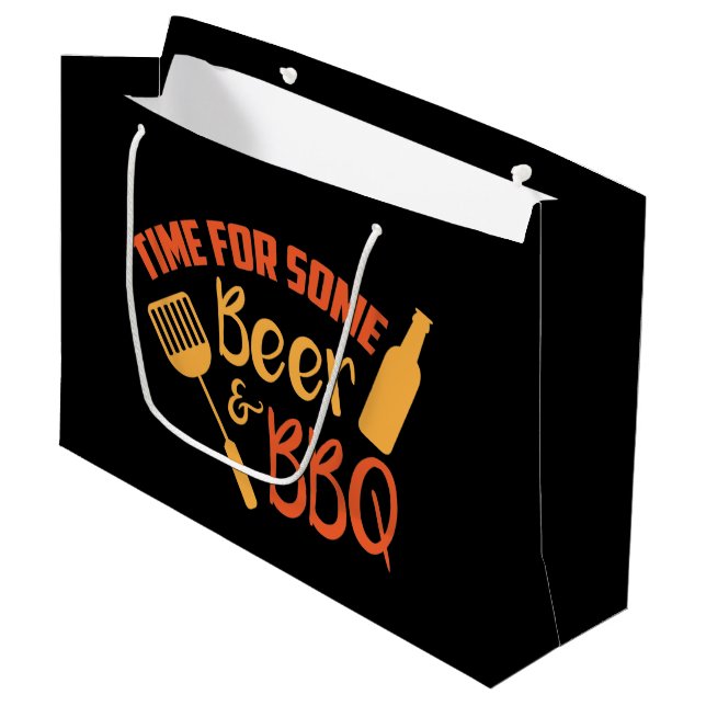 Grand Sac Cadeau bière cool barbecue mot art (Devant Angle)