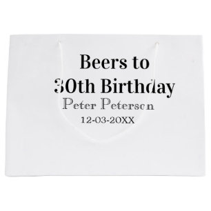 Grand Sac Cadeau Bière pour 30e anniversaire nom date homme styléSi