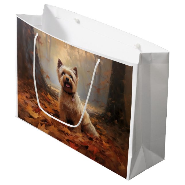 Grand Sac Cadeau Biewer Terrier à l'automne Leaves automne Inspire (Devant Angle)