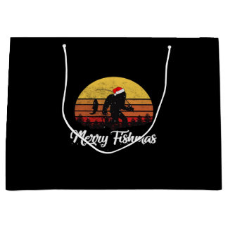 Grand Sac Cadeau Bigfoot Christmas Santa Hat Merry Fishmas Vintage