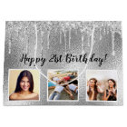 Birthday silver glitter drips custom photo