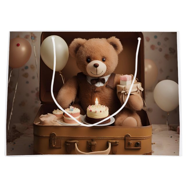 Grand Sac Cadeau Birthday teddy bear (Devant)