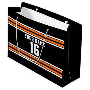 Grand Sac Cadeau Black avec Orange White Strips Team Jersey