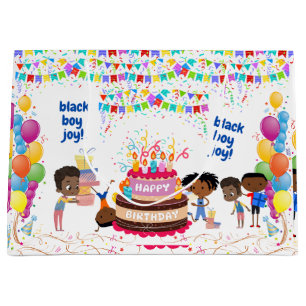 Grand Sac Cadeau Black Boy Joy Anniversaire