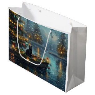 Grand Sac Cadeau Black Cat Noël Festive Voyage
