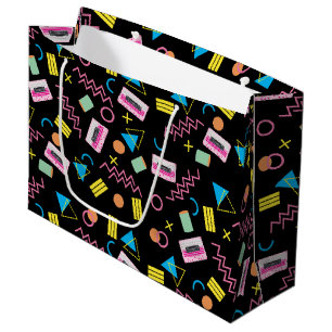 Grand Sac Cadeau Black Colorful Eighties 80's Retro Motif