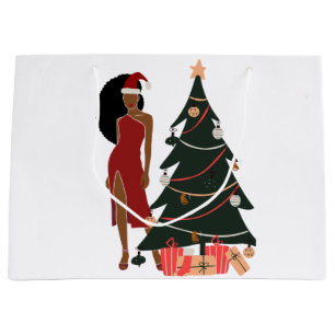Grand Sac Cadeau Black Girl Afro Christmas Cadeau