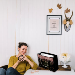 Grand Sac Cadeau Black Gold Minimal Name Luxury Rose Drives