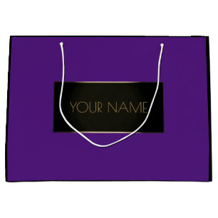 Grand Sac Cadeau Black Gold Minimal Name Marque de luxe Violet viol