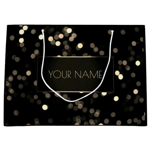 Grand Sac Cadeau Black Gold Minimal Nom Luxury Branding Spark (Devant)