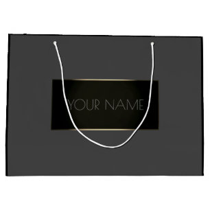 Grand Sac Cadeau Black Gold Nom minimal Marque de luxe gris gris