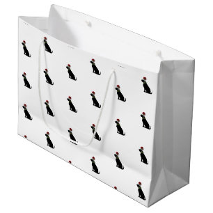 Grand Sac Cadeau Black Labrador Retriever Motif de Noël moderne