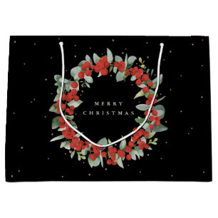 Grand Sac Cadeau Black Red Berry+Eucalyptus Noël/Fête