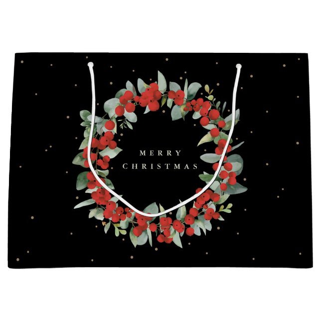 Grand Sac Cadeau Black Red Berry+Eucalyptus Noël/Fête (Devant)
