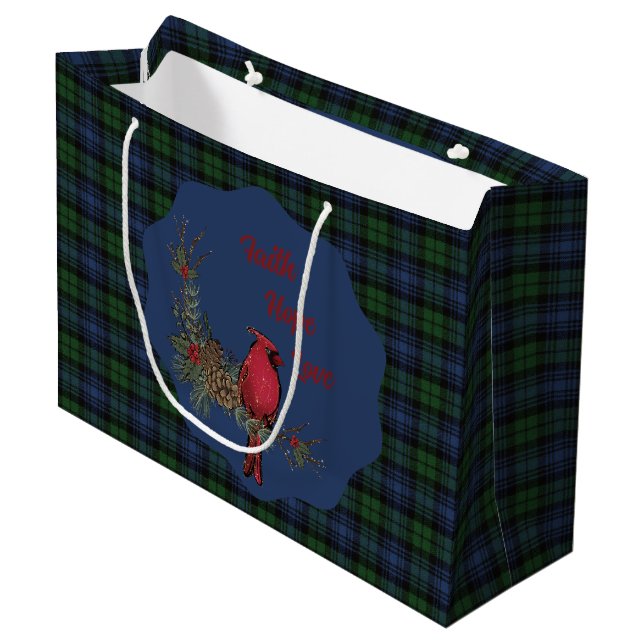 Grand Sac Cadeau Black Watch Ancient Scottish Tartan  Cardinal (Devant Angle)
