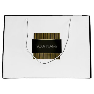 Grand Sac Cadeau Black White Gold Minimal Marque de luxe de luxe