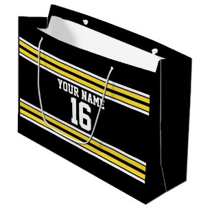 Grand Sac Cadeau Black with Yellow White Strips Team Jersey