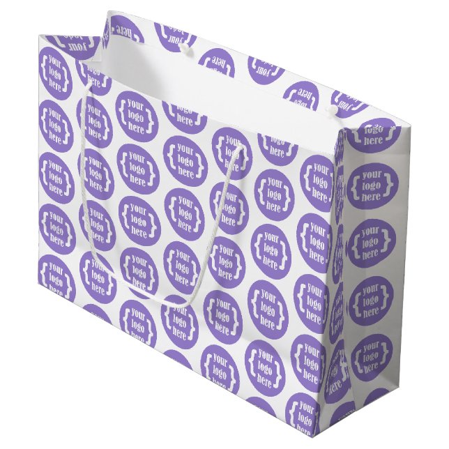 Grand Sac Cadeau Blanc, Sac-cadeau promotionnel Logo'd (Devant Angle)