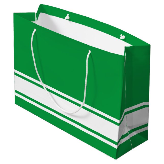 Grand Sac Cadeau Blancs Raffinés Sur Kelly Green (Dos Angle)