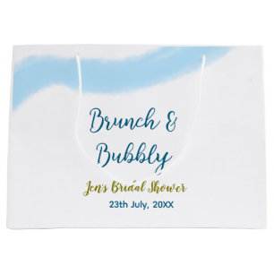 Grand Sac Cadeau Bleu doré aquarelle pétillant et déjeuner de maria