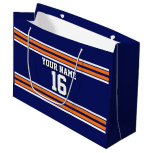 Grand Sac Cadeau Bleu marine avec Orange White Strips Team Jersey