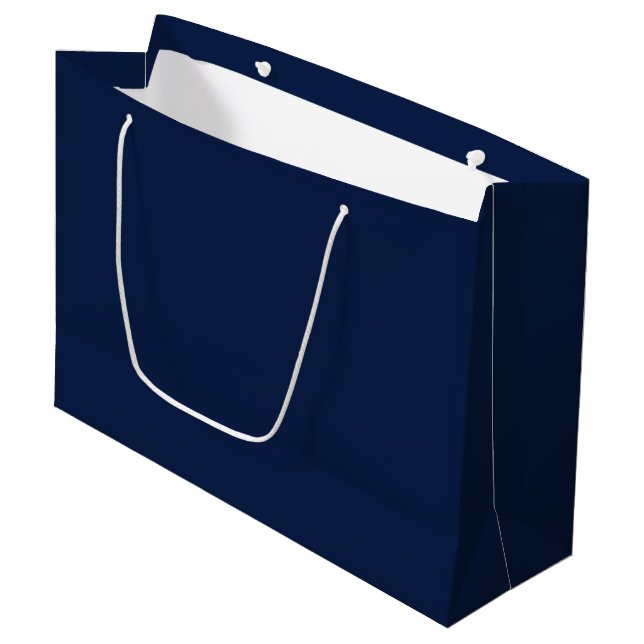 Grand Sac Cadeau Bleu marine solide (Devant Angle)