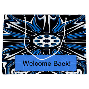 Grand Sac Cadeau Bleu, noir et blanc Estonie Flower Art