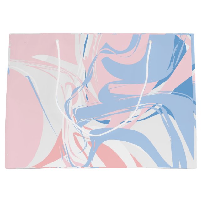 Grand Sac Cadeau Bleu rose Bleu Marbre Swirl Abstrait bébé (Devant)