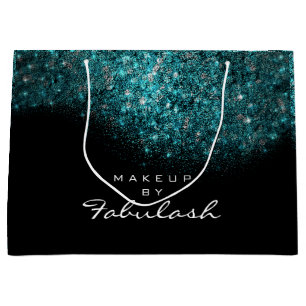 Grand Sac Cadeau Bleu Turquoise Parties scintillant brillante noir 