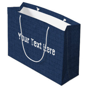 Grand Sac Cadeau Blue Jeans Fabric + Ajouter votre texte - Personna