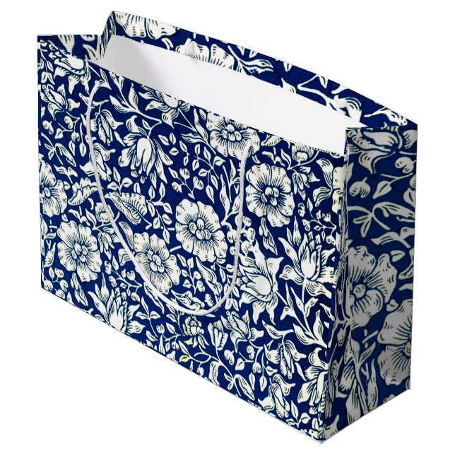Grand Sac Cadeau Blue Mallow, célèbre motif Wiliam Morris, (Dos Angle)
